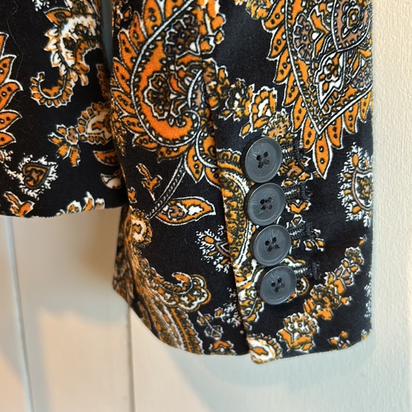 NWOT Velveteen Blazer MICHAEL KORS Black/Marigold/Ivory some stretch & fitted - Picture 11 of 13